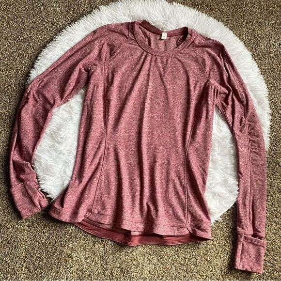 Lululemon Runderful Long Sleeve Top Heathered Misty Merlot Womens Size 12 - Picture 1 of 13
